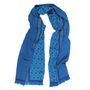 Travel accessories - Silk wool midi scarf - grid nuts - hawai ink blue - SOPHIE GUYOT SILKS