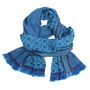 Travel accessories - Silk wool midi scarf - grid nuts - hawai ink blue - SOPHIE GUYOT SILKS