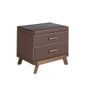 Night tables - Leatherette bedside table, walnut with black glass top - ANGEL CERDÁ