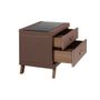 Night tables - Leatherette bedside table, walnut with black glass top - ANGEL CERDÁ
