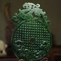 Sculptures, statuettes and miniatures - Handmade Jade Carving The Dragon on a Perched\"” Bi\ - TRESORIENT