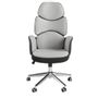 Armchairs - Office swivel chair light grey fabric and glossy white pvc - ANGEL CERDÁ