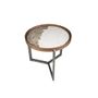 Coffee tables - Round coffee table in porcelain marble, walnut and dark metallic steel - ANGEL CERDÁ