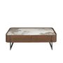 Coffee tables - Rectangular coffee table in porcelain marble, walnut and dark metallic steel - ANGEL CERDÁ