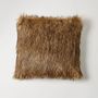 Coussins - Luxury Faux Fur Cushion, Elk with a Plain Turmeric backing. - WILLIAM WORLD MADE