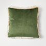 Cushions - Luxury Faux Fur Cushion, Coyote with a plain Pine green backing. - WILLIAM WORLD MADE