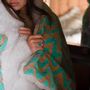 Homewear - Luxury faux fur throw. Arctic Hare with a turquoise Aztec backing. - WILLIAM WORLD MADE