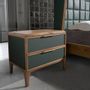 Night tables - Dark green pvc and walnut bedside table - ANGEL CERDÁ