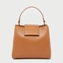 Bags and totes - Vegan handbag in Camel vegetable leather | seal shape - CARMEN & SIMONE