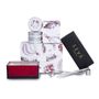 Gifts - Holly Jolly Ornament Print Hamper - ( Ruby Jewel Candle, Candle Care Kit and Travel Set of 3) - SEVA HOME