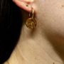 Jewelry - Gold-plated brass hoop earrings and round pendant made of recycled materials - Materialys - MATERIALYS
