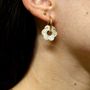 Jewelry - Gold-plated mini hoop earrings and flower pendant made of recycled materials - Materialys - MATERIALYS