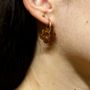 Bijoux - Boucles d’oreilles mini Créoles plaquée or et pendentif fleur en matières recyclée - Materialys - MATERIALYS