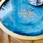 Design objects - Resin Coffee Table Turquoise and Gold, Decorated with Gold Leaves - SI DECO