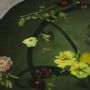 Floral decoration - Green resin dining table with natural flowers, handmade leg - SI DECO