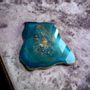 Trays - Resin serving tray, Turquoise with Gold Leaves - SI DECO
