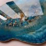 Trays - Resin serving tray, Turquoise with Gold Leaves - SI DECO