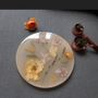 Trays - Resin serving tray, yellow with natural flowers - SI DECO