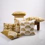 Fabric cushions - MERAKI Gond art inspired small Sunburst motifs hand screen printed square pillow. - NAKI + SSAM