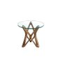 Other tables - Round tempered glass and walnut corner table - ANGEL CERDÁ