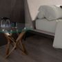 Other tables - Round tempered glass and walnut corner table - ANGEL CERDÁ
