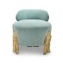 Fauteuils - Kahy - Vanity Chair ; fauteuil ; tissu bleu ; accents dorés ; chaise dorée - MAEVE