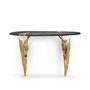 Console table - Fólia Console - Gold and pinewood console; organic design; console for entryway - MAEVE