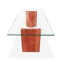 Desks - Writing desk PD V2 made in red travertine and extra-clear crystal glass top - ATELIER BARBERINI & GUNNELL