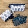 Clutches - Blockprint cotton gauze  toiletry and cosmetic bag - LA MAISON DE LILO