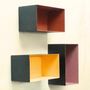 Wall ensembles - Natural slate wall shelf, painted interior, 40/22/22 cm - LE TRÈFLE BLEU