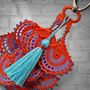 Bags and totes - Traditional Motif Keychain - TURQUOISE TASSEL
