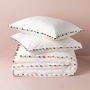 Objets design - Linge de lit en coton blanc avec pompons - MIA ZIA