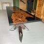 Dining Tables - Elm and resin river table - MEUBLES THOURET