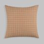 Fabric cushions - Utkaliya Collection Brown Cotton Decorative Cushion With Red Grid. - NAKI + SSAM