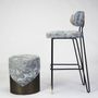 Stools - Lune V Stool in Dark Bronze Base and Special Fabric - DUISTT