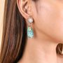 Bijoux - Boucles d'oreilles poussoir pendant perle turquoise africaine - Mara - NATURE BIJOUX