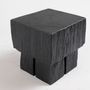 Decorative objects - Stool, Side Table, Handmade, Chainsaw Carved, Burnt Wood, Black - LOGNITURE