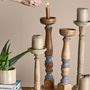Candlesticks and candle holders - Carola Candle Holder, Nature, Reclaimed Wood Set of 6 - CREATIVE COLLECTION