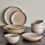 Everyday plates - Taupe Dinnerware Set, Grey, Stoneware Set of 4x3 Items - BLOOMINGVILLE