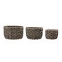 Shopping baskets - Othilde Basket, Black, Seagrass Set of 3 - BLOOMINGVILLE