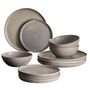 Everyday plates - Kendra Dinnerware Set, Grey, Stoneware Set of 4x3 Items - BLOOMINGVILLE