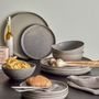 Everyday plates - Kendra Dinnerware Set, Grey, Stoneware Set of 4x3 Items - BLOOMINGVILLE