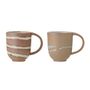 Mugs - Peony Mug, Brown, Stoneware Set of 2 - CREATIVE COLLECTION