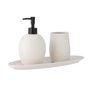 Washbasins - Hrin Soap Dispenser Set, Nature, Stoneware Set of 3 - BLOOMINGVILLE
