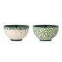 Bowls - Grazia Bowl, Green, Stoneware Set of 2 - BLOOMINGVILLE