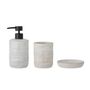 Washbasins - Winta Soap Dispenser Set, Nature, Stoneware Set of 3 - BLOOMINGVILLE