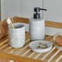 Washbasins - Winta Soap Dispenser Set, Nature, Stoneware Set of 3 - BLOOMINGVILLE