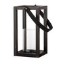Outdoor table lamps - Lyra Lantern w/Glass, Black, Pine  - BLOOMINGVILLE