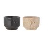 Candlesticks and candle holders - Clarice Votive, Black, Stoneware Set of 2 - BLOOMINGVILLE