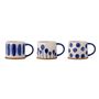Mugs - Linora Mug, Blue, Stoneware Set of 3 - CREATIVE COLLECTION